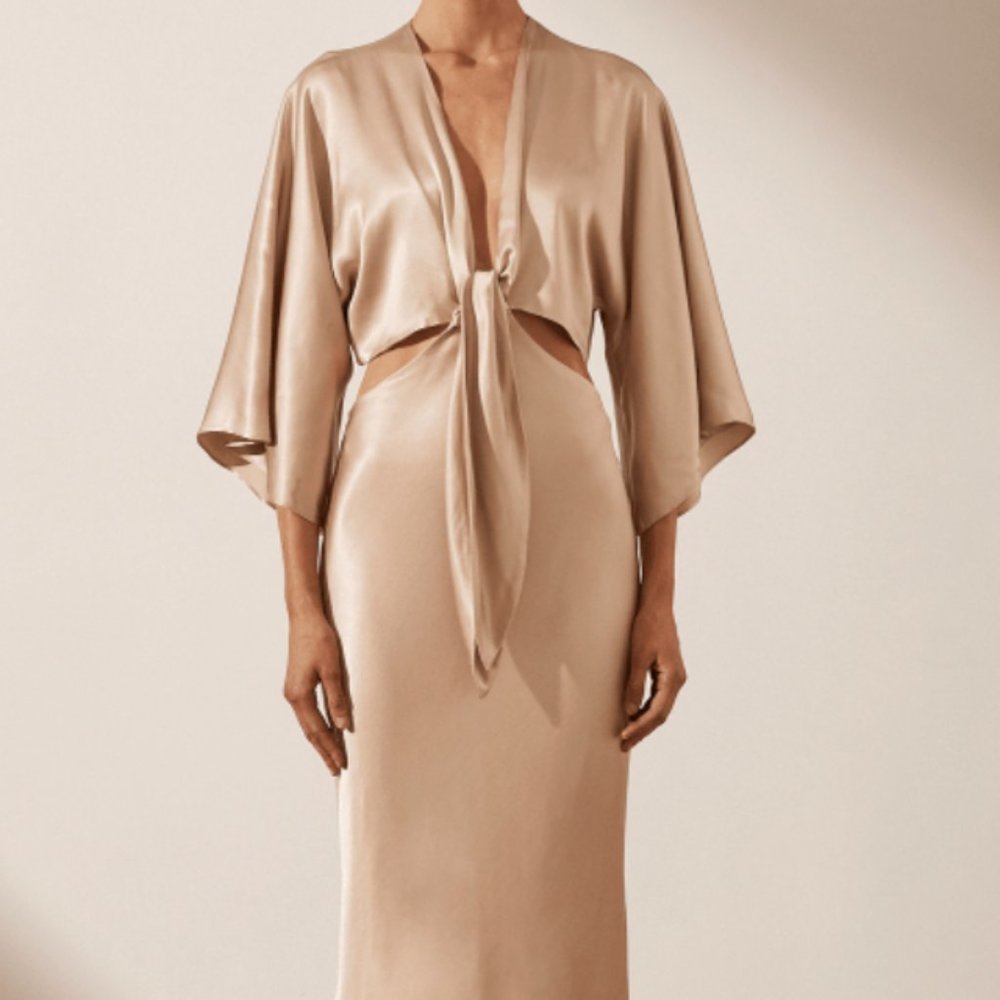 Shona Joy Gold Midi Dress